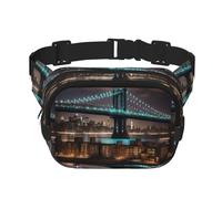 New York Manhattan Bridge Night Sac banane unisexe tendance pour l'entraînement, la course, les voyages et la randonnée, Noir , Taille unique