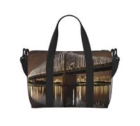 (New York Manhattan Bridge Night) Sac de voyage imperméable et léger - Grand bagage à main pour 3 à 5 jours | Voyage en avion, sport, utilisation en week-end | Homme et femme (lot de 1), Noir , Taille