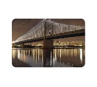 (New York Manhattan Bridge Night) Tapis de porte imprimé pour salle de bain, chambre à coucher et bureau Tapis de bain de sol doux antidérapant moderne tapis d'intérieur 40,6 x 61 cm