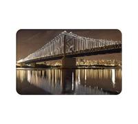 (New York Manhattan Bridge Night) Tapis de porte imprimé pour salle de bain, chambre à coucher et bureau 50,8 x 80 cm, tapis de sol doux, antidérapant, tapis d'intérieur moderne