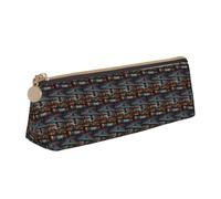 New York Manhattan Bridge Night Trousse triangulaire en cuir avec fermeture éclair pour garçons filles élèves pour le travail et l'école, blanc, Taille unique, Trousse de maquillage