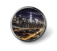 New York Night Épinglette ronde pour femme Boutons et épingles en métal Broche mignonne Broche rétro Pinback Badge Mode Épingles pour chapeau, sacs à dos, cravate, costume, accessoire de fête de