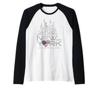 New York NYC Skyline 1664, la Ville Qui ne dort jamais Manche Raglan
