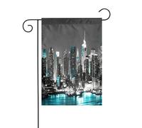 New York Peintures Imprimer Petits drapeaux de jardin de Noël Double face Décoration de pelouse de Noël pour l'extérieur de la cour