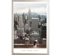 New York - Poster - City Views + cadre amovible, Shinsuke® Maxi aluminium argenté, vitre acrylique