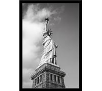 New York - Poster - Statue de la Liberté Statue of liberty + cadre amovible, Shinsuke® Maxi MDF noir, vitre acrylique