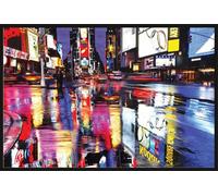 New York - Poster - Times Square Colours Version 2 + cadre amovible, Shinsuke® Maxi plastique noir, vitre acrylique