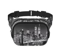 New York Sac banane carré double couche - Sac banane unisexe partout avec sangle réglable, course à pied, voyage, noir, taille unique