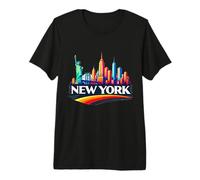 New York Skyline, Paysage Urbain rétro de New York Big Apple T-Shirt Haut de Gamme
