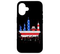 New York Skyline Stars Et Stripes USA Drapeau Art Amour NY Coque pour iPhone 16