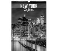 NEW YORK Skylines (Wandkalender 2026 DIN A3 hoch), CALVENDO Monatskalender: Urbane Impressionen in monochrom
