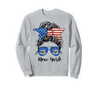 New York State Flag Lunettes de soleil maman chignon désordonné cheveux fille Sweatshirt