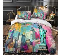 New York Statue of Liberty Ensemble De Housse De Couette 3D Pour Enfants Garçons, Housse De Couette, Ensemble De Literie 3 Pièces Pour Jeunes Adolescents, Housse De Couette Avec Fermeture À Glissière