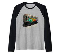 New York Subway Train Graffiti Street Art Hip Hop coloré Manche Raglan