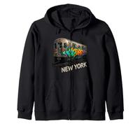 New York Subway Train Graffiti Street Art Hip Hop coloré Sweat à Capuche