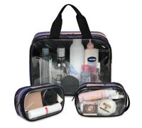 New York Sunset USA Trousse de maquillage de voyage pour homme et femme, trousse de toilette translucide New York 3 pièces Grande trousse de toilette, couleur, L, Trousse de maquillage