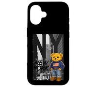 New York Teddy Bear Street Art Design - NY City Urban Bear Coque pour iPhone 16
