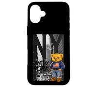 New York Teddy Bear Street Art Design - NY City Urban Bear Coque pour iPhone 16 Plus