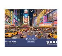 New York Times Square Neon Night Puzzle en Bois Imperméable DIY Puzzles De 1000 Pièces pour Adultes Cadeaux Impossible De Décoration pour La Maison