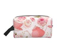 New York Trousse de toilette de voyage résistante à l'eau, grande capacité, rangement portable pour salle de sport/essentiels quotidiens, Tasses à thé avec roses romantiques Shabby1, Taille unique