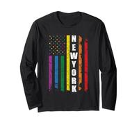 New York Us American Flag Rainbow Gay LGBT Pride Month Manche Longue