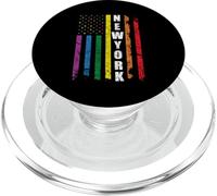 New York Us American Flag Rainbow Gay LGBT Pride Month PopSockets PopGrip pour MagSafe