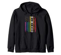 New York Us American Flag Rainbow Gay LGBT Pride Month Sweat à Capuche