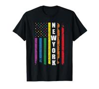 New York Us American Flag Rainbow Gay LGBT Pride Month T-Shirt