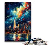 New York USA est entouré d'éclaboussures Beaucoup de Couleurs Puzzles de 1000 pièces pour Adultes pour Cadeaux Meilleur Cadeau adapté aux Adolescents de 14 Ans et Plus 75x50cm