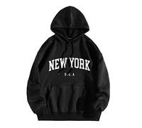New York Usa Sweat à capuche mignon pour homme confortable avec cordon de serrage graphique avec capuche pulls tendance collège lettres athlétiques à manches longues pour femme pull Workou Preppy Fall