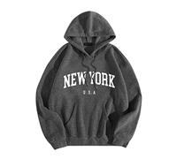 New York Usa Sweat à capuche mignon pour homme confortable avec cordon de serrage graphique avec capuche pulls tendance collège lettres athlétiques à manches longues pour femme pull Workou Preppy Fall