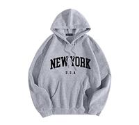 New York Usa Sweat à capuche mignon pour homme confortable avec cordon de serrage graphique avec capuche pulls tendance collège lettres athlétiques à manches longues pour femme pull Workou Preppy Fall