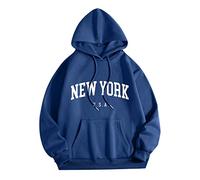 New York Usa Sweat à capuche mignon pour homme confortable avec cordon de serrage graphique avec capuche pulls tendance collège lettres athlétiques à manches longues pour femme pull Workou Preppy Fall