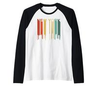 New York Vintage City Skyline Urban Skyline NYC NY Architecte Manche Raglan