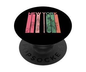New York Vintage City Skyline Urban Skyline NYC NY Architecte PopSockets PopGrip Adhésif