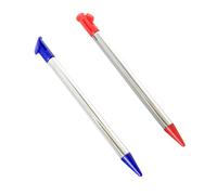 New3DSXL Lot de 2 stylets de rechange télescopiques en métal pour console de poche 3DS XL LL 3DSXL 3DSLL Bleu/rouge