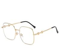 NEWADA Lunettes de Lecture carrées surdimensionnées for Femmes, Grands lecteurs de Livres grossissants d'ordinateur bloquant la lumière Bleue, Miroir à lumière Plate (Color : Golden, Size : +1.50)