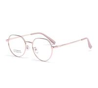 NEWADA Lunettes de Lecture ovales rétro for Femmes, Lecteur de Lunettes d'ordinateur bloquant la lumière Bleue en métal, Miroir Plat Anti-éblouissement (Color : Rose-Gold, Size : +2.00)