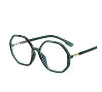 NEWADA Lunettes de Lecture polygonales, lecteurs d'ordinateur bloquant la lumière Bleue irrégulière, Miroir Plat, Lunettes de télévision for Jeux (Color : Green, Size : +2.50)