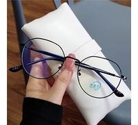 NEWADA Lunettes de Lecture rétro Rondes en métal Femmes Printemps charnière Bleu lumière bloquant Les lecteurs d'ordinateur, Lunettes incassables (Color : Black, Size : +3.50)