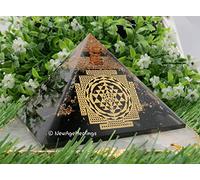 NewAgeHealings Shungite Crystal Orgonite Pyramids - Sri Yantra Shungite Pyramid | Orgone Generator Crystal Pyramids for Positive Energy (Orgone Pyramid EMF Protection)