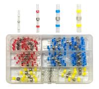 Newaner 120 Pièces joint de soudure connecteur de fil isolés, 4 tailles 26-10 AWG connecteurs bout avec gaine thermorétractable, cosse electriques pour Automobiles Motos, rapport de rétraction 3:1