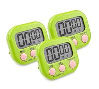 Newaner 3 Pièces Minuteur de Cuisine Magnétique Vert, Chronometre avec Grand Écran LCD, Chronomètre et Alarme Digital, Timer Enfant, Compte à Rebours pour Kitchen Cuisson Douche Sport