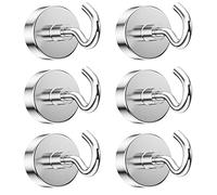 Newaner 6 pièces 20 MM crochet aimanté force d’attraction de 12KG, aimant magnetique crochets puissants détachables, néodyme Crochets magnétiques ronds pour cuisine réfrigérateurs, plafond, petit