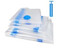 Newaner 6 pièces sac housse de rangement sous vide avec pompe manuelle, sacs compression sous vide gain de place, Sac Sous Vide Vetement pour couettes, oreillers, vêtements, 100x80cm, 80x60cm, 60x40cm