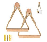 Newaner Auto Adhésif Support pour Rouleau de Papier Toilette, Porte-Papier Salle de Bain Support de Rouleau de Serviette Toilette Corde en Bois Anneau De Serviette Rustic(2 pièces)