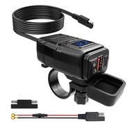Newaner Chargeur USB Moto avec Type-C/USB Port, Charge Rapide pour Téléphone, Adaptateur pour Guidon 19-22 mm (Bleu)