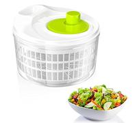 Newaner Essoreuse à Salade Professionnelle, Couverts à Salade Grande Capacité (3L), Essorage Facile et Rapide, Gain de Place, Utilisable comme Saladier ou Passoire, Blanc et Vert(22.5cm*15cm)