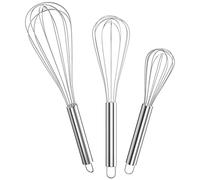 Newaner Fouet Cuisine Inox Professionnel, Batteur Manuel à Œufs 3 Pièces Contient 21cm, 26cm, 29cm, Fouet pour Mélanger, Remuer la Pâte, les Œufs, Mousser, Fouetter, Argent