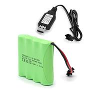 NEWASHAN 2400mAh 4,8V Rechargeable Ni-MH AA Batterie pour RC Voiture Jouet électrique Truck Camion Construction Benne Télécommandée Radiocommande Piles Accu avec USB Câble Chargeur (Fiche SM-2P)